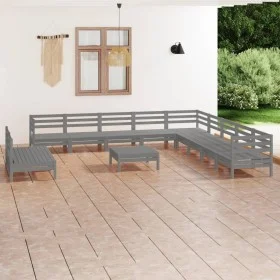 Gartenmöbel-Set 12-teilig aus massivem grauem Kiefernholz von vidaXL, Gartensets - Ref: Foro24-3083151, Preis: 558,62 €, Raba...