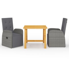 Juego de comedor de jardín 3 piezas gris de vidaXL, Conjuntos de jardín - Ref: Foro24-3068712, Precio: 438,78 €, Descuento: %