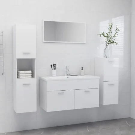 Badmöbel-Set aus Holzwerkstoff glänzend weiß von vidaXL, Badezimmermöbel - Ref: Foro24-3070934, Preis: 192,85 €, Rabatt: %