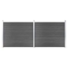 Black WPC fence panel set 353x146 cm by vidaXL, fence panels - Ref: Foro24-3070459, Price: 416,01 €, Discount: %
