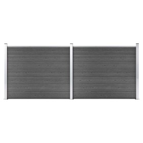 Set de paneles de valla WPC negro 353x146 cm