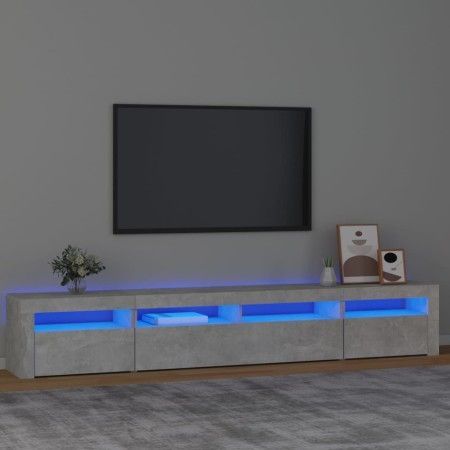 Mueble de TV con luces LED gris hormigón 240x35x40 cm de vidaXL, Muebles TV - Ref: Foro24-3152725, Precio: 154,41 €, Descuent...