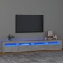 Mueble de TV con luces LED gris hormigón 240x35x40 cm de vidaXL, Muebles TV - Ref: Foro24-3152725, Precio: 154,41 €, Descuent...