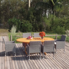 Garden dining set 7 pieces gray synthetic rattan by vidaXL, Garden sets - Ref: Foro24-3070752, Price: 598,62 €, Discount: %