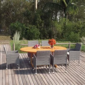 Garden dining set 7 pieces gray synthetic rattan by vidaXL, Garden sets - Ref: Foro24-3070752, Price: 674,28 €, Discount: %