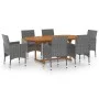 Garden dining set 7 pieces gray synthetic rattan by vidaXL, Garden sets - Ref: Foro24-3070752, Price: 674,28 €, Discount: %