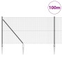 Reja con postes Gris 1 x 100 m Acero