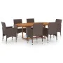 7-piece garden dining set in brown synthetic rattan by vidaXL, Garden sets - Ref: Foro24-3070754, Price: 681,41 €, Discount: %