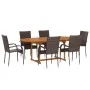 7-Piece Brown Synthetic Rattan Garden Dining Set by vidaXL, Garden sets - Ref: Foro24-3070757, Price: 538,84 €, Discount: %