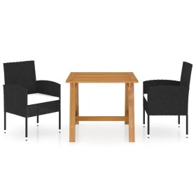 Juego de comedor para jardín 3 piezas negro de vidaXL, Conjuntos de jardín - Ref: Foro24-3068722, Precio: 200,88 €, Descuento: %