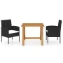 Juego de comedor para jardín 3 piezas negro de vidaXL, Conjuntos de jardín - Ref: Foro24-3068722, Precio: 197,42 €, Descuento: %