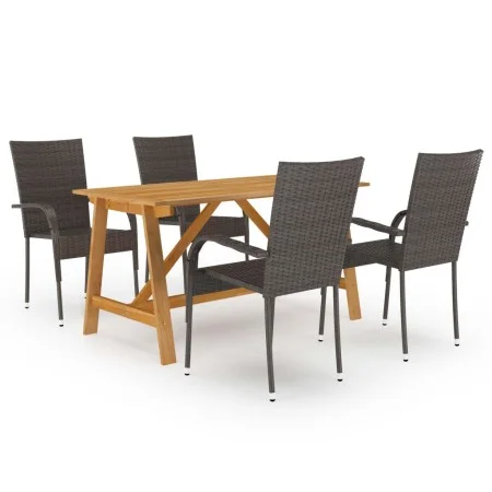 Juego de comedor para jardín 5 piezas marrón de vidaXL, Conjuntos de jardín - Ref: Foro24-3068749, Precio: 363,80 €, Descuent...
