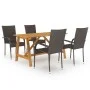 Juego de comedor para jardín 5 piezas marrón de vidaXL, Conjuntos de jardín - Ref: Foro24-3068749, Precio: 363,80 €, Descuent...