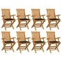 Gartenstühle 8 Stück aus massivem Teakholz mit schwarzen Kissen von vidaXL, Gartenstühle - Ref: Foro24-3072896, Preis: 654,72...