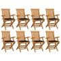 Gartenstühle 8 Stück aus massivem Teakholz mit schwarzen Kissen von vidaXL, Gartenstühle - Ref: Foro24-3072896, Preis: 657,47...