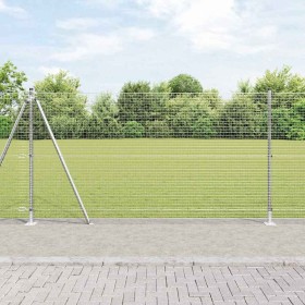 Reja con postes Plateado 1.2 x 10 m Acero