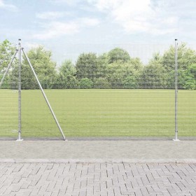 Reja con postes Plateado 1.4 x 10 m Acero