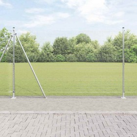 Reja con postes Plateado 1.4 x 10 m Acero
