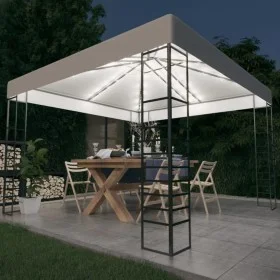 Carpa cenador de jardín con tira de luces LED 3x3 m blanco de vidaXL, Carpas y cenadores - Ref: Foro24-3070305, Precio: 243,0...