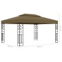 Double roof gazebo and taupe gray LED light strip 3x4 m 180 g/m² by vidaXL, Tents and gazebos - Ref: Foro24-3070313, Price: 3...