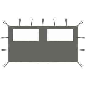 Seitenwand des Pavillons mit anthrazitgrauen 4x2 m großen Fenstern. von vidaXL, Zubehör für Pavillons und Pavillons - Ref: Fo...