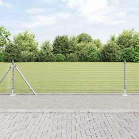 Reja con postes Plateado 0.6 x 25 m Acero