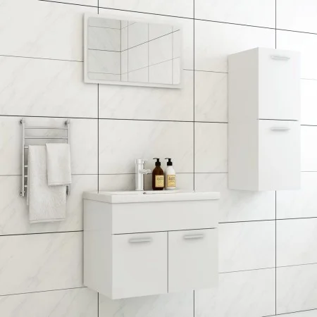 Badmöbel-Set aus weißem Holzwerkstoff von vidaXL, Badezimmermöbel - Ref: Foro24-3071000, Preis: 105,45 €, Rabatt: %
