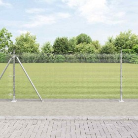 Reja con postes Plateado 0.8 x 25 m Acero