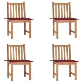 Gartenstühle 4 Einheiten aus massivem Teakholz mit Kissen von vidaXL, Gartenstühle - Ref: Foro24-3073097, Preis: 445,33 €, Ra...