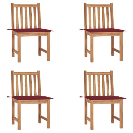Gartenstühle 4 Einheiten aus massivem Teakholz mit Kissen von vidaXL, Gartenstühle - Ref: Foro24-3073097, Preis: 457,34 €, Ra...
