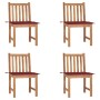 Gartenstühle 4 Einheiten aus massivem Teakholz mit Kissen von vidaXL, Gartenstühle - Ref: Foro24-3073097, Preis: 457,34 €, Ra...