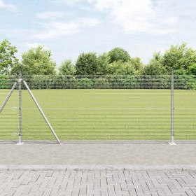 Reja con postes Plateado 0.8 x 25 m Acero
