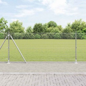 Reja con postes Plateado 0.8 x 25 m Acero