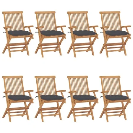 Gartenstühle 8 Stück Teakholz mit anthrazitgrauen Kissen von vidaXL, Gartenstühle - Ref: Foro24-3072904, Preis: 626,02 €, Rab...