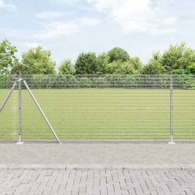 Reja con postes Plateado 1 x 25 m Acero