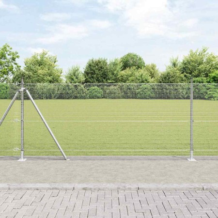 Reja con postes Plateado 1 x 25 m Acero