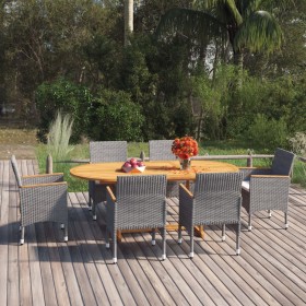7-piece synthetic rattan garden dining set in gray color. by vidaXL, Garden sets - Ref: Foro24-3070756, Price: 666,82 €, Disc...