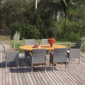 7-teiliges Garten-Esszimmerset aus synthetischem Rattangrau von vidaXL, Gartensets - Ref: Foro24-3070756, Preis: 694,65 €, Ra...