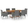 7-teiliges Garten-Esszimmerset aus synthetischem Rattangrau von vidaXL, Gartensets - Ref: Foro24-3070756, Preis: 694,65 €, Ra...