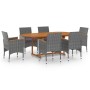 Juego de comedor de jardín 7 piezas ratán sintético gris de vidaXL, Conjuntos de jardín - Ref: Foro24-3070756, Precio: 668,22...