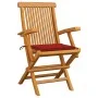 Sillas de jardín 8 uds madera maciza de teca con cojines rojos de vidaXL, Sillas de jardín - Ref: Foro24-3072895, Precio: 640...