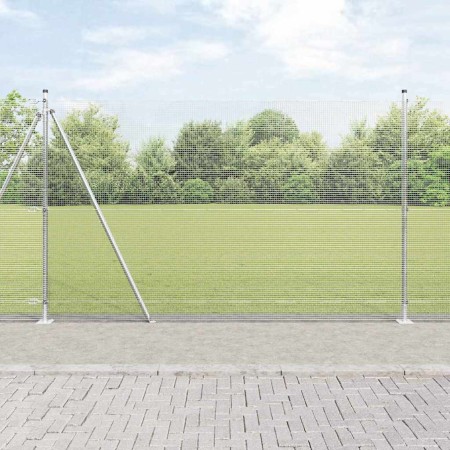 Reja con postes Plateado 1.5 x 25 m Acero