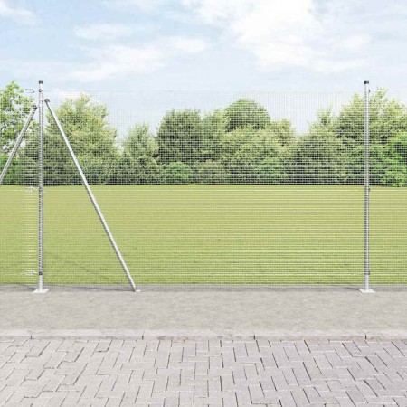 Reja con postes Plateado 1.5 x 25 m Acero