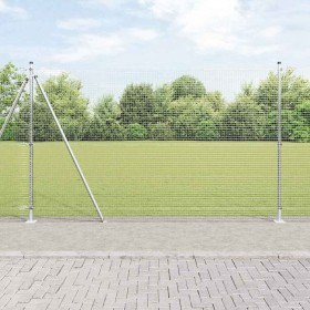 Reja con postes Plateado 1.5 x 25 m Acero