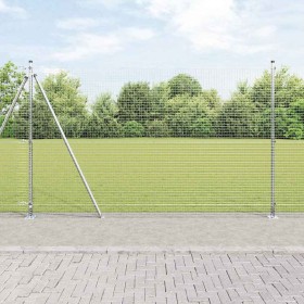 Reja con postes Plateado 1.5 x 25 m Acero