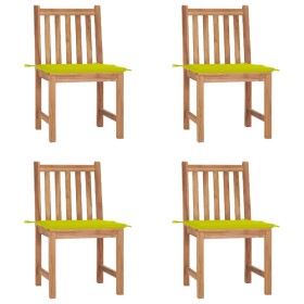 Gartenstühle 4 Einheiten aus massivem Teakholz mit Kissen von vidaXL, Gartenstühle - Ref: Foro24-3073099, Preis: 459,04 €, Ra...