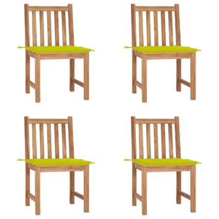 Gartenstühle 4 Einheiten aus massivem Teakholz mit Kissen von vidaXL, Gartenstühle - Ref: Foro24-3073099, Preis: 455,95 €, Ra...