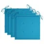 Sillas de jardín 4 uds madera maciza de teca con cojines azules de vidaXL, Sillas de jardín - Ref: Foro24-3073008, Precio: 56...