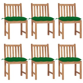 Gartenstühle 6 Einheiten aus massivem Teakholz mit Kissen von vidaXL, Gartenstühle - Ref: Foro24-3073135, Preis: 696,69 €, Ra...