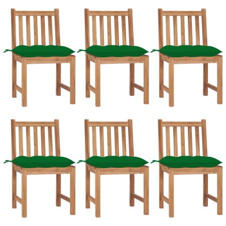 Garden chairs, 6 units, solid teak wood with cushions. by vidaXL, Garden chairs - Ref: Foro24-3073135, Price: 696,69 €, Disco...
